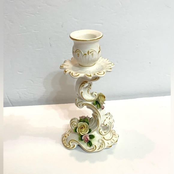Vintage Kammer and Kramer Rose Porcelain Candlestick Germany KSK - Picture 2 of 12